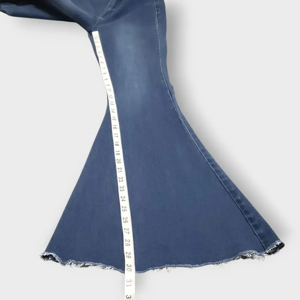 Blank Paige Womens Jean Dramatic Flare Bell Bottom Dark Wash Small Retro Rave - Picture 9 of 12